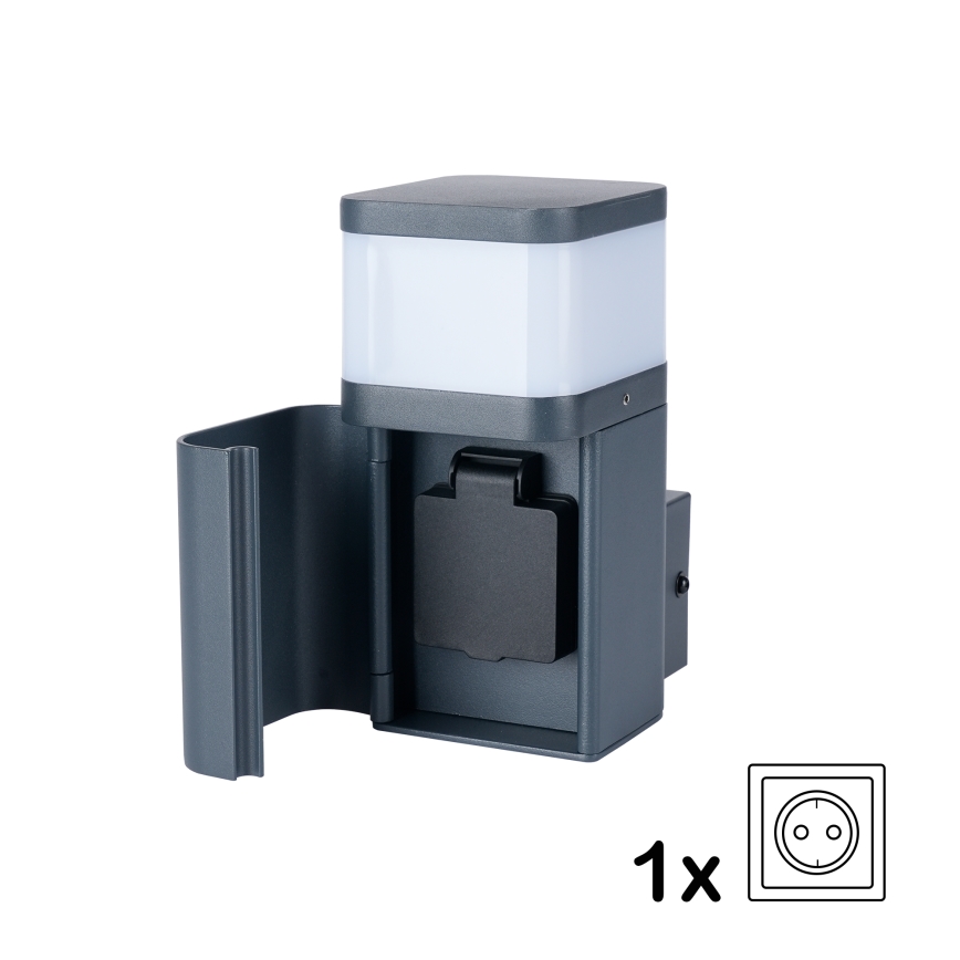 Brilagi - Buitenwandlamp PILLAR met SCHUKO-stopcontact 1x G9/11W/230V IP44 antraciet