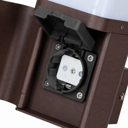 BRILAGI - Buitenwandlamp met SCHUKO PILLAR-stopcontact 1xG9/11W/230V IP44 bruin