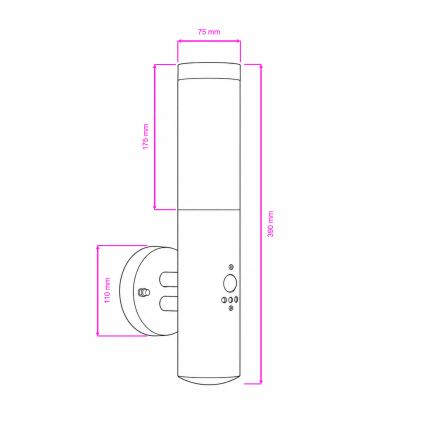 BRILAGI - Buitenwandlamp met sensor ELIA 1xE27/20W/230V IP44 mat chroom