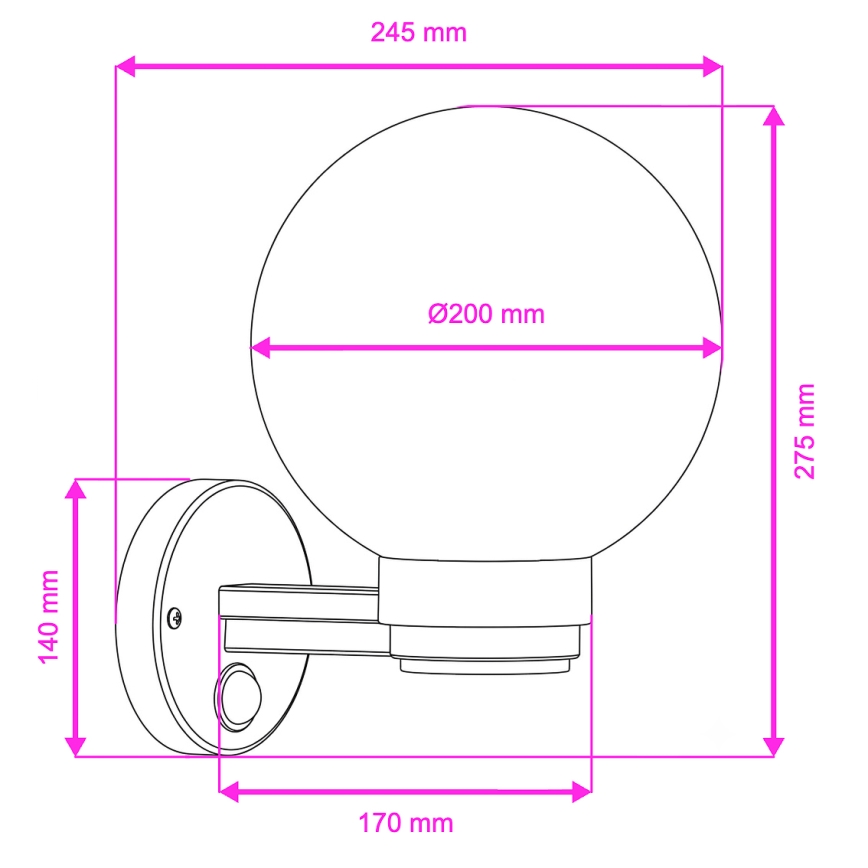 Brilagi - Buitenwandlamp met bewegingssensor HARBOR 1xE27/40W/230V IP33 zwart/helder