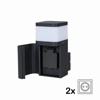 BRILAGI - Buitenmuurlamp met SCHUKO-stopcontact PILLAR 1xG9/11W/230V IP44 zwart