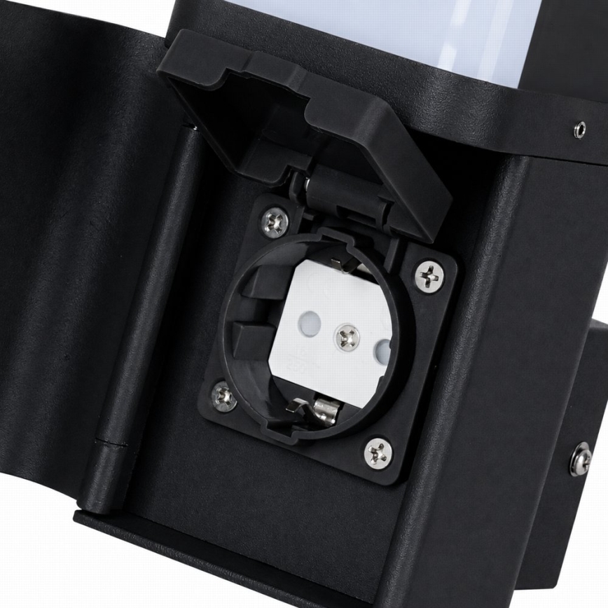 BRILAGI - Buitenmuurlamp met SCHUKO-stopcontact PILLAR 1xG9/11W/230V IP44 zwart