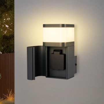 Brilagi - Buitenwandlamp PILLAR met SCHUKO-stopcontact 1x G9/11W/230V IP44 antraciet