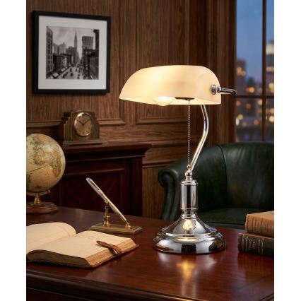 BRILAGI - Bureaulamp BANK OFFICE 1xE27/60W/230V glanzend chroom/wit