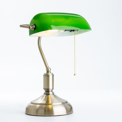Brilagi - Bureaulamp BANK OFFICE 1xE27/60W/230V messing/groen