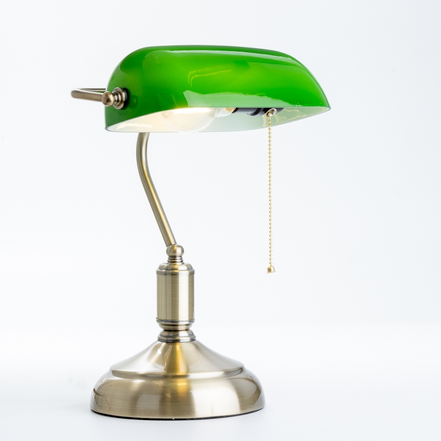 Brilagi - Bureaulamp BANK OFFICE 1xE27/60W/230V messing/groen