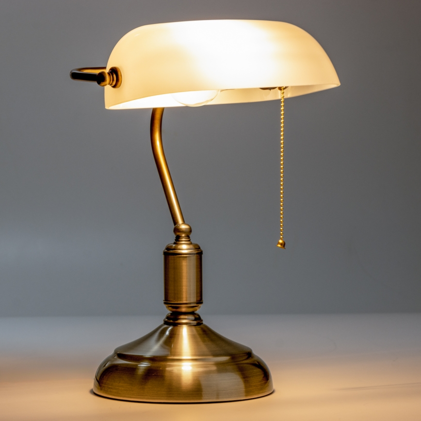 Brilagi - Bureaulamp BANK OFFICE 1xE27/60W/230V messing/wit