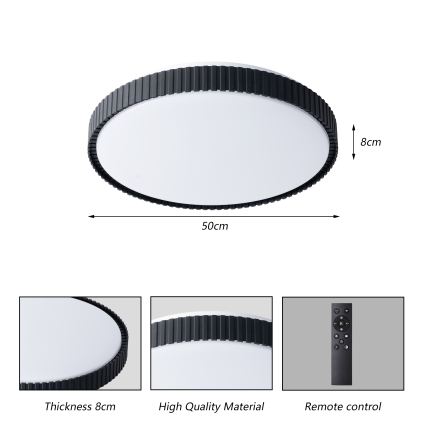 Brilagi - dimbare LED-plafondlamp CORVO LED/72W/230V 3000-6000K zwart diam. 50 cm + afstandsbediening
