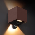 Brilagi - CUBE LED/6W/230V buitenwandlamp met sensor, bruin, IP65