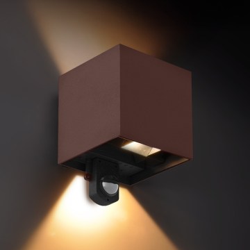 Brilagi - CUBE LED/6W/230V buitenwandlamp met sensor, bruin, IP65