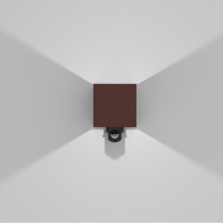 Brilagi - CUBE LED/6W/230V buitenwandlamp met sensor, bruin, IP65