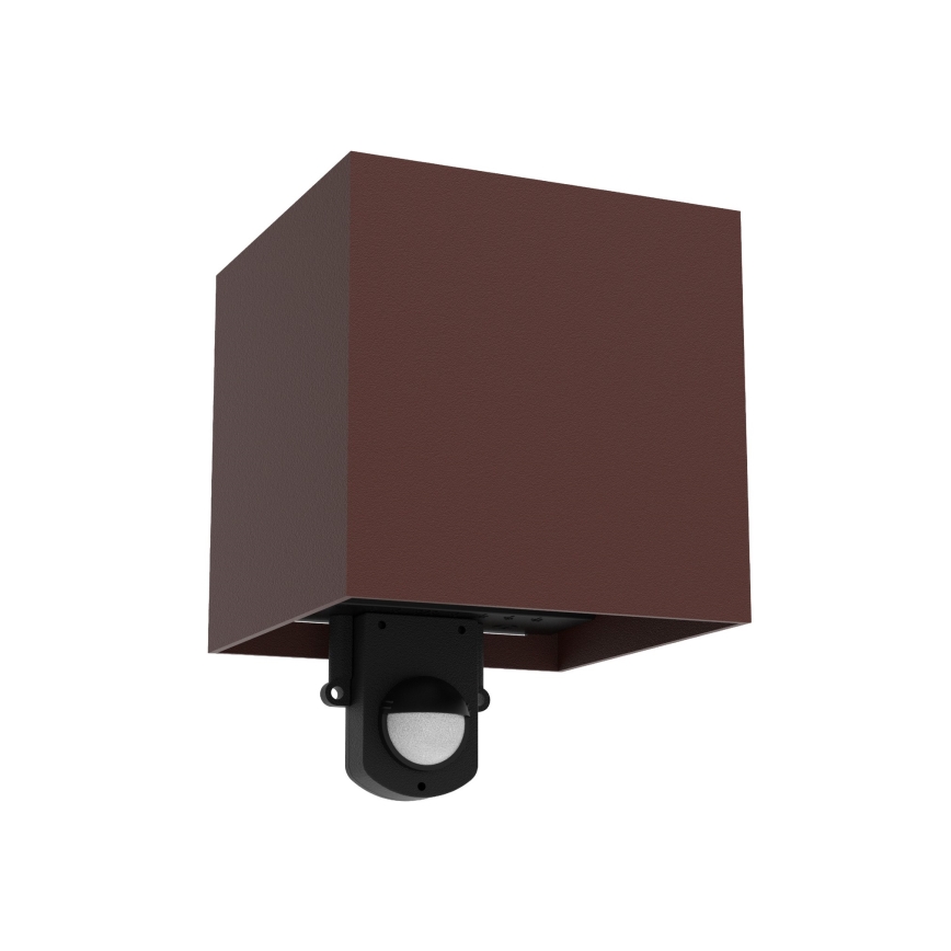 Brilagi - CUBE LED/6W/230V buitenwandlamp met sensor, bruin, IP65