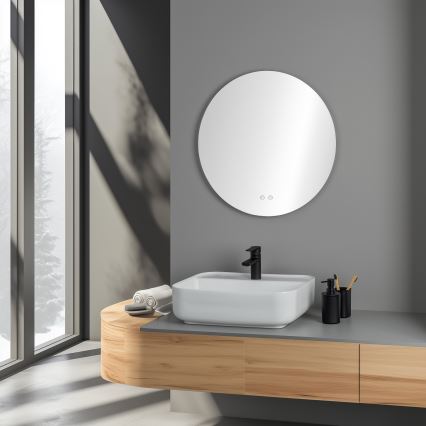 Brilagi - DEMI ECO LED-dimbare verwarmde badkamerspiegel met achtergrondverlichting LED/12W/230V Ø 60 cm 3000/4000/6500K IP44 CRI 90