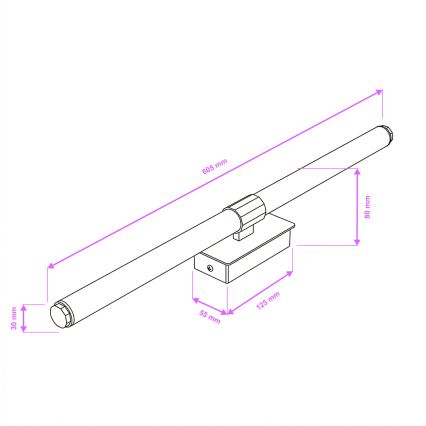 Brilagi - DIANA LED-spiegelverlichting voor de badkamer, 10W, 230V, 60 cm, IP44, zwart