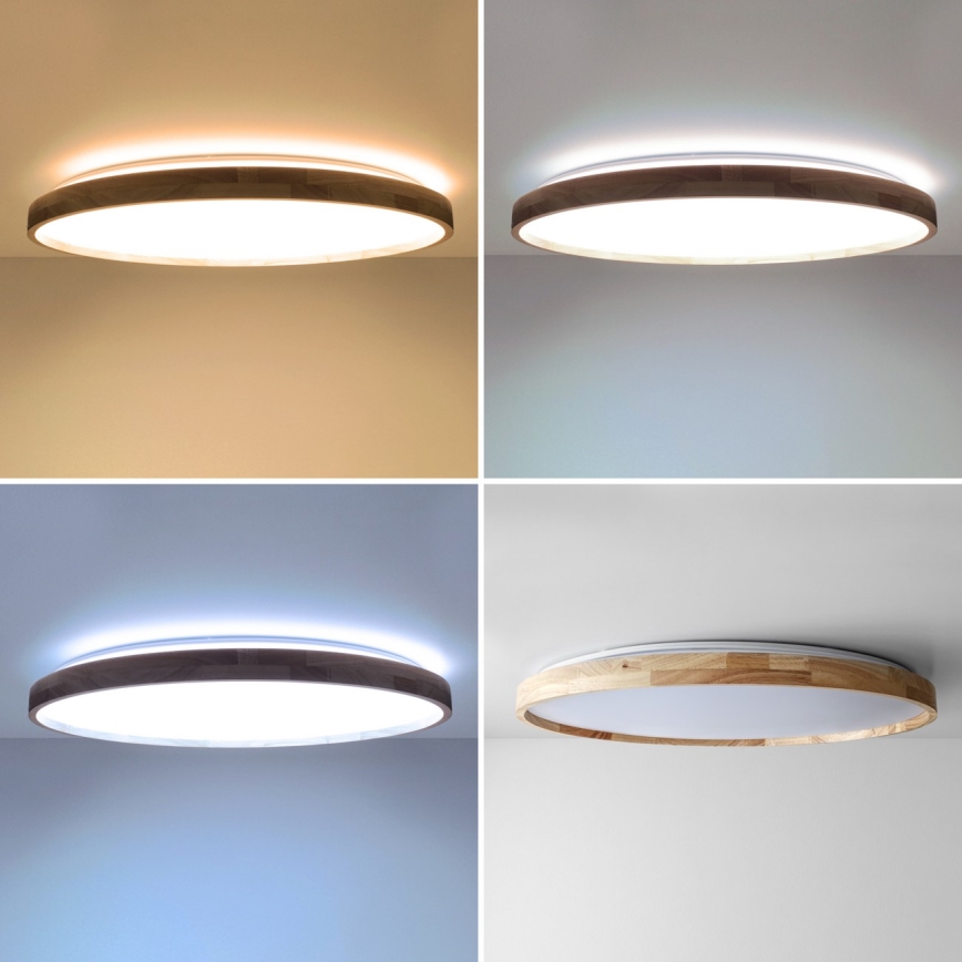 Brilagi - Dimbare LED-plafondlamp ALSON LED/72W/230V 3000-6500K eiken Ø 78 cm + afstandsbediening