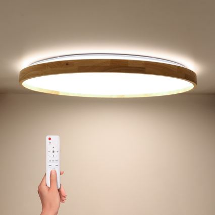 Brilagi - Dimbare LED-plafondlamp ALSON LED/72W/230V 3000-6500K eiken Ø 78 cm + afstandsbediening