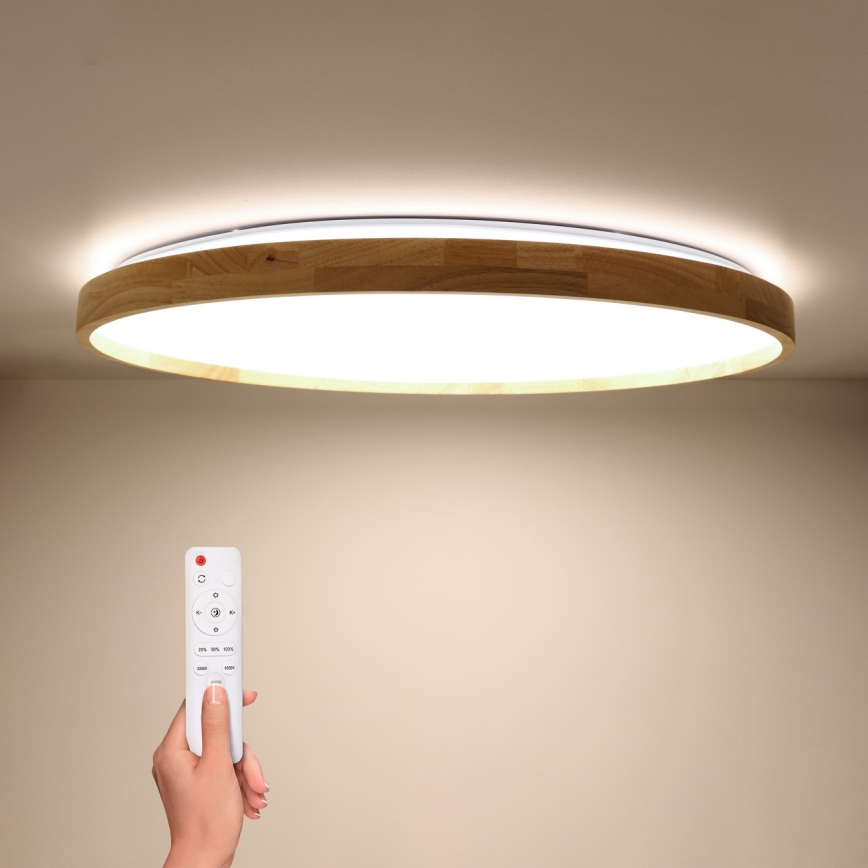 Brilagi - Dimbare LED-plafondlamp ALSON LED/72W/230V 3000-6500K eiken Ø 78 cm + afstandsbediening