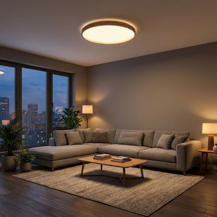 Brilagi - Dimbare LED-plafondlamp ALSON LED/72W/230V 3000-6500K eiken Ø 78 cm + afstandsbediening