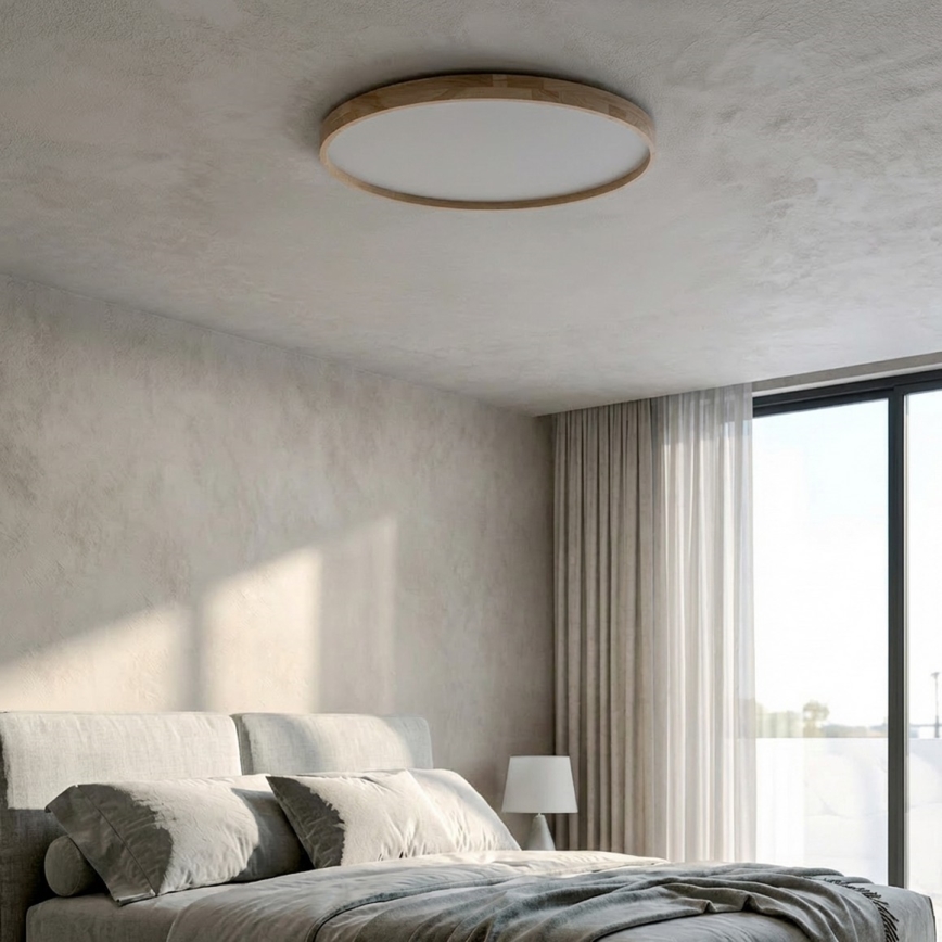 Brilagi - Dimbare LED-plafondlamp ALSON LED/72W/230V 3000-6500K eiken Ø 78 cm + afstandsbediening