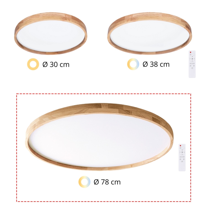 Brilagi - Dimbare LED-plafondlamp ALSON LED/72W/230V 3000-6500K eiken Ø 78 cm + afstandsbediening