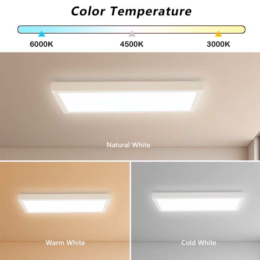 Brilagi - Dimbare LED-badkamerplafondlamp FRAME SMART LED/30W/230V 30x60 cm 3000-6000K IP44 wit + afstandsbediening