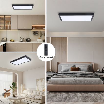 Brilagi - Dimbare LED-plafondlamp voor badkamer FRAME SMART LED/30W/230V 30 x 60 cm 3000-6000K IP44 zwart + afstandsbediening