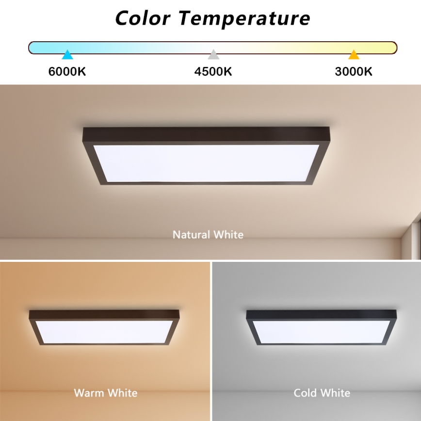 Brilagi - Dimbare LED-plafondlamp voor badkamer FRAME SMART LED/30W/230V 30 x 60 cm 3000-6000K IP44 zwart + afstandsbediening