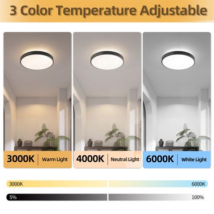 Brilagi - Dimbare LED-plafondlamp GLASS POOL DOUBLE LED/48W/230V 3000-6000K 40 cm zwart + afstandsbediening