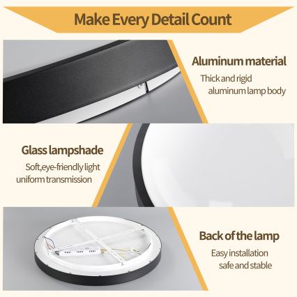 Brilagi - Dimbare LED-plafondlamp GLASS POOL DOUBLE LED/48W/230V 3000-6000K 40 cm zwart + afstandsbediening