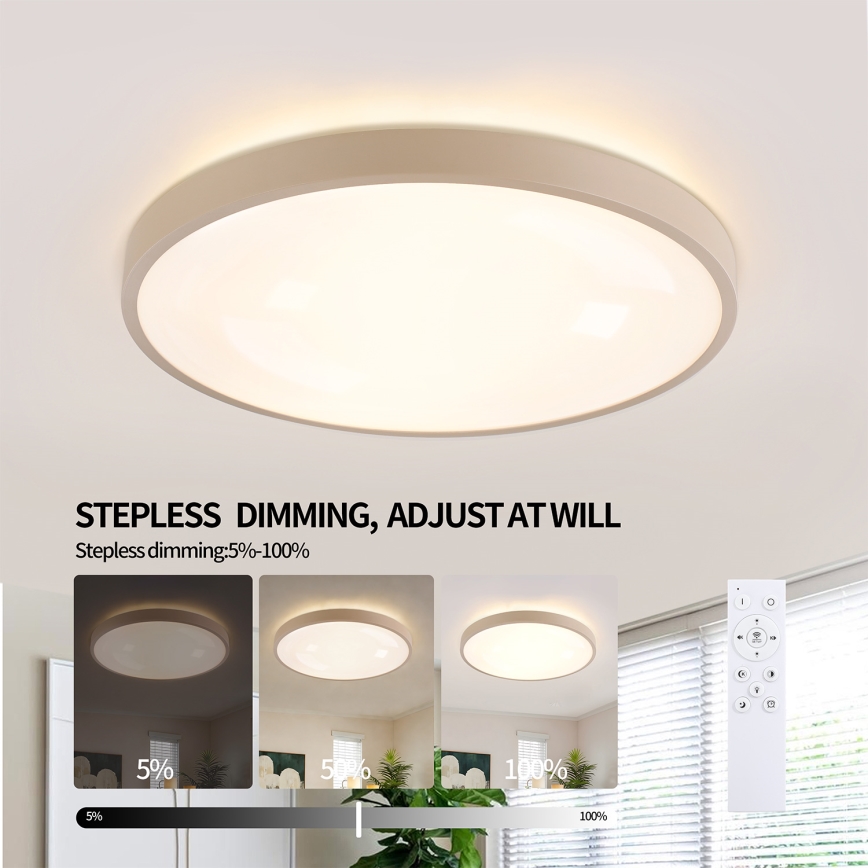 Brilagi - Dimbare LED-plafondlamp GLASS POOL DOUBLE LED/60W/230V 3000-6000K 50 cm beige + afstandsbediening