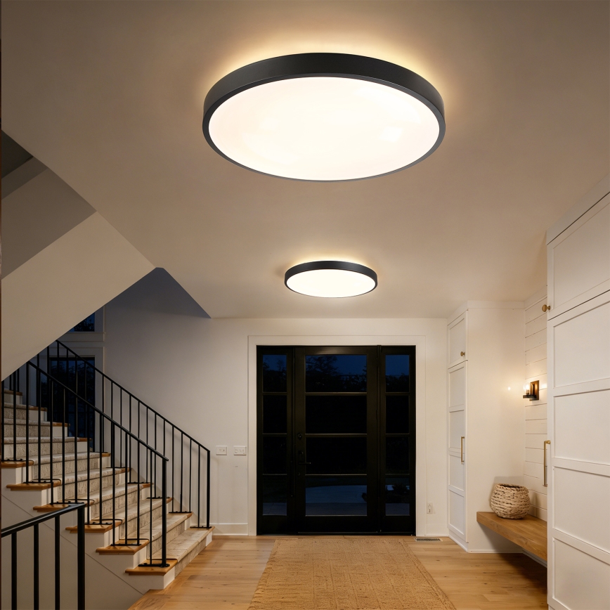 Brilagi - Dimbare LED-plafondlamp GLASS POOL DOUBLE LED/80W/230V 3000-6000K 60 cm zwart + afstandsbediening