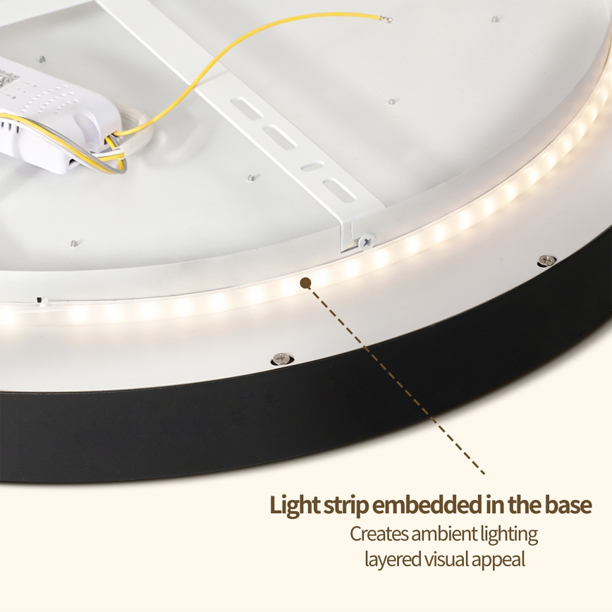 Brilagi - Dimbare LED-plafondlamp GLASS POOL DOUBLE LED/80W/230V 3000-6000K 60 cm zwart + afstandsbediening