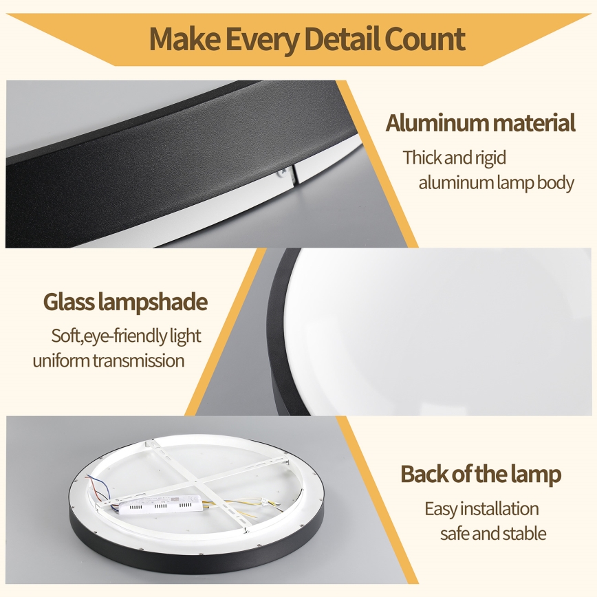 Brilagi - Dimbare LED-plafondlamp GLASS POOL DOUBLE LED/80W/230V 3000-6000K 60 cm zwart + afstandsbediening