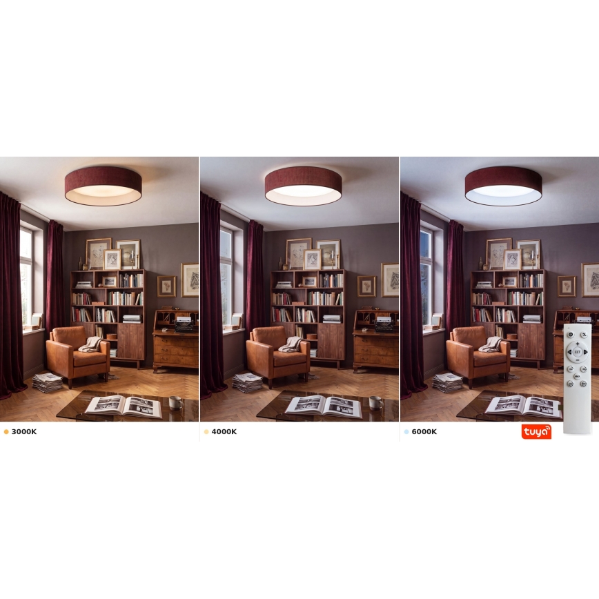 Brilagi - LED dimbare plafondlamp VELVET SMARTIX STARS LED/24W/230V 3000-6000K Ø 45 cm wijnrood Wi-Fi Tuya Beacon + afstandsbediening