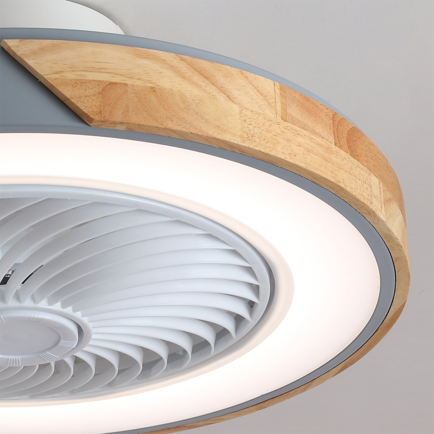 Brilagi - Dimbare LED-plafondlamp met ventilator LED/38W/230V 3000-6500K 3000-6500K Ø 50 cm grijs/eiken + afstandsbediening