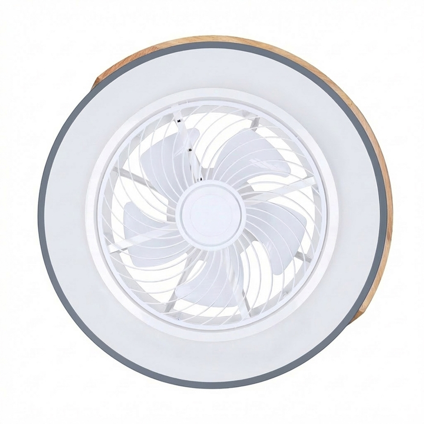 Brilagi - Dimbare LED-plafondlamp met ventilator LED/38W/230V 3000-6500K 3000-6500K Ø 50 cm grijs/eiken + afstandsbediening