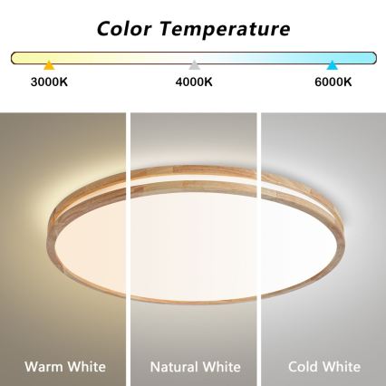 Brilagi - Dimbare LED-plafondlamp MOLINA LED/100W/230V 3000-6000K eiken Ø 80 cm + afstandsbediening