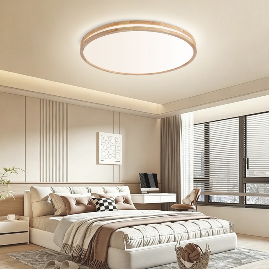 Brilagi - Dimbare LED-plafondlamp MOLINA LED/100W/230V 3000-6000K eiken Ø 80 cm + afstandsbediening