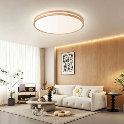 Brilagi - Dimbare LED-plafondlamp MOLINA LED/100W/230V 3000-6000K eiken Ø 80 cm + afstandsbediening