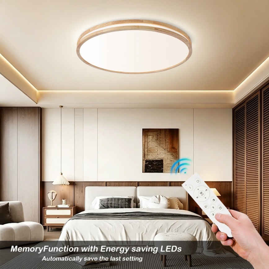 Brilagi - Dimbare LED-plafondlamp MOLINA LED/100W/230V 3000-6000K eiken Ø 80 cm + afstandsbediening