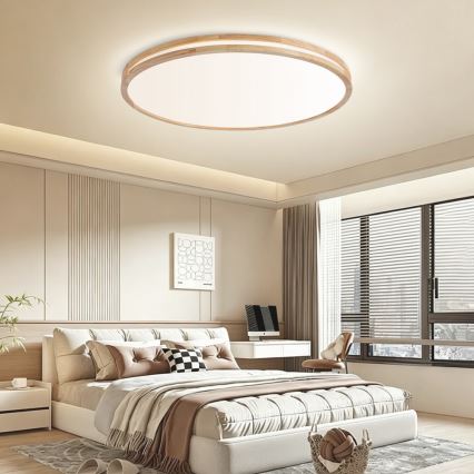 Brilagi - Dimbaar LED-plafondlamp MOLINA LED/128W/230V 3000-6000K eiken Ø 100 cm + afstandsbediening