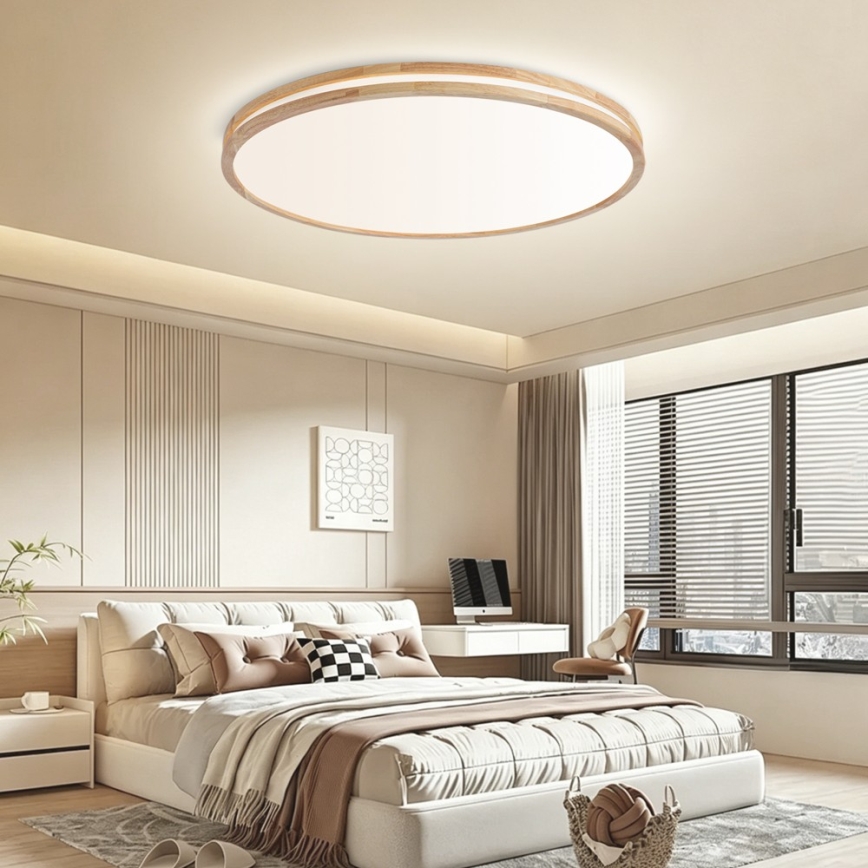 Brilagi - Dimbaar LED-plafondlamp MOLINA LED/128W/230V 3000-6000K eiken Ø 100 cm + afstandsbediening