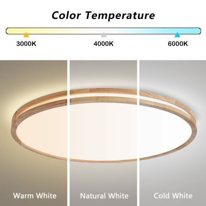 Brilagi - Dimbaar LED-plafondlamp MOLINA LED/128W/230V 3000-6000K eiken Ø 100 cm + afstandsbediening