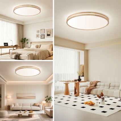 Brilagi - Dimbaar LED-plafondlamp MOLINA LED/128W/230V 3000-6000K eiken Ø 100 cm + afstandsbediening
