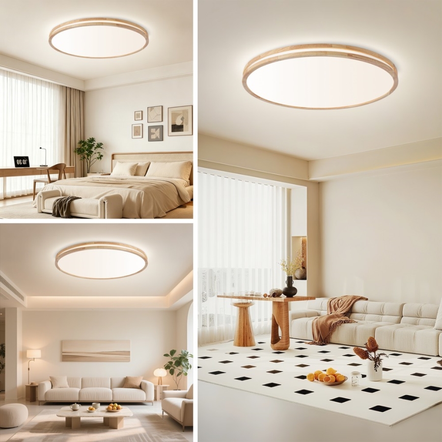 Brilagi - Dimbaar LED-plafondlamp MOLINA LED/128W/230V 3000-6000K eiken Ø 100 cm + afstandsbediening