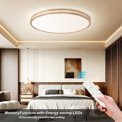 Brilagi - Dimbaar LED-plafondlamp MOLINA LED/128W/230V 3000-6000K eiken Ø 100 cm + afstandsbediening