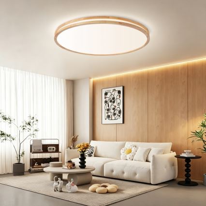 Brilagi - Dimbaar LED-plafondlamp MOLINA LED/128W/230V 3000-6000K eiken Ø 100 cm + afstandsbediening