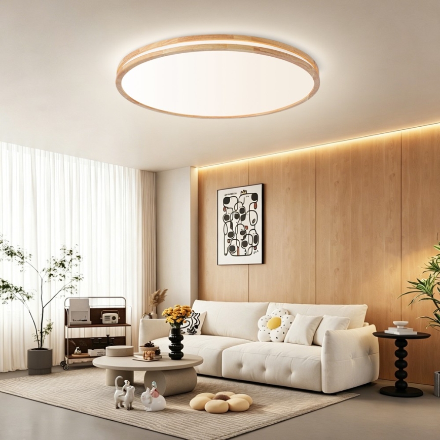 Brilagi - Dimbaar LED-plafondlamp MOLINA LED/128W/230V 3000-6000K eiken Ø 100 cm + afstandsbediening
