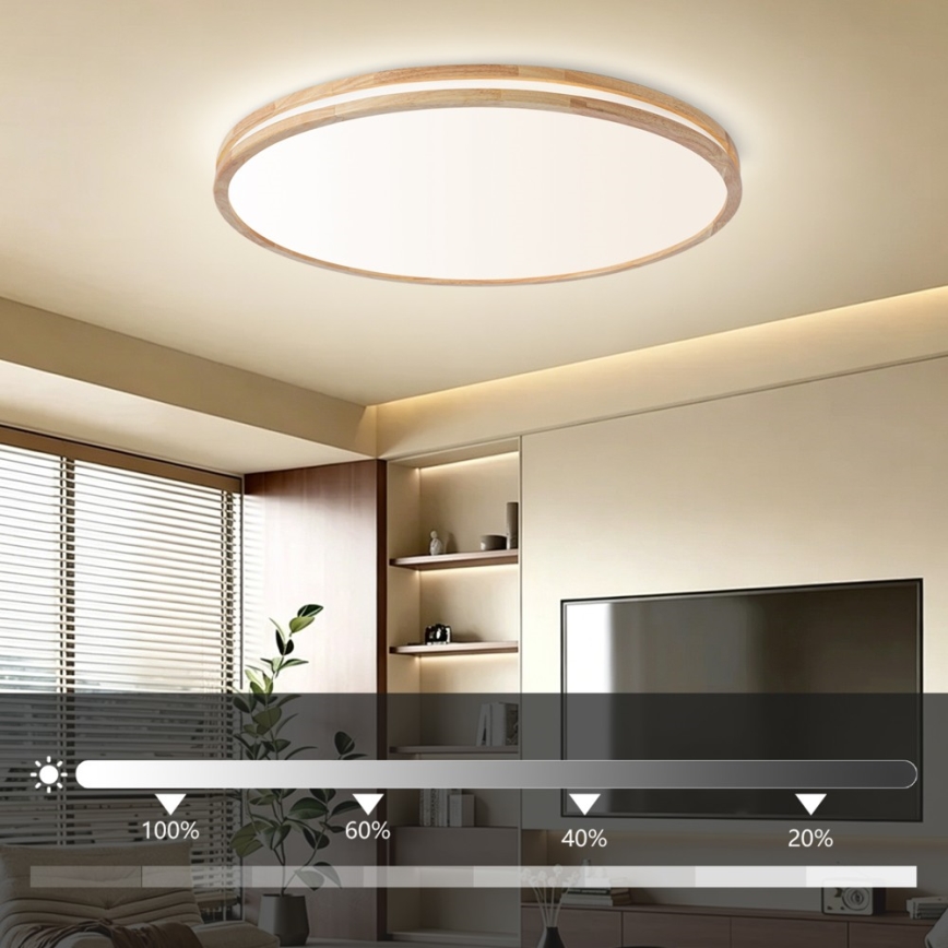 Brilagi - Dimbaar LED-plafondlamp MOLINA LED/128W/230V 3000-6000K eiken Ø 100 cm + afstandsbediening