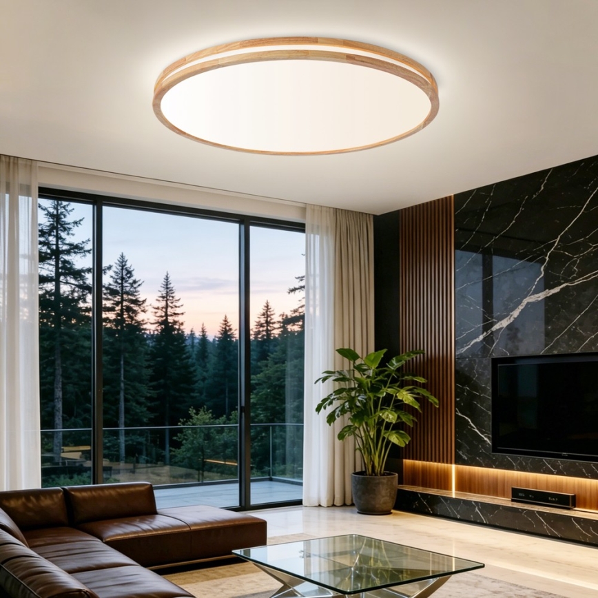 Brilagi - Dimbaar LED-plafondlamp MOLINA LED/128W/230V 3000-6000K eiken Ø 100 cm + afstandsbediening